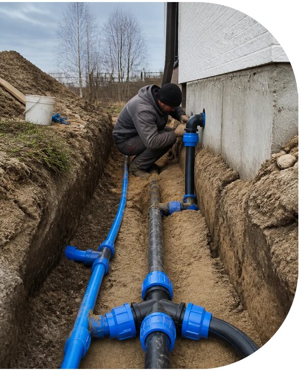 Монтаж наружного водопровода на участке под ключ в Сердобске